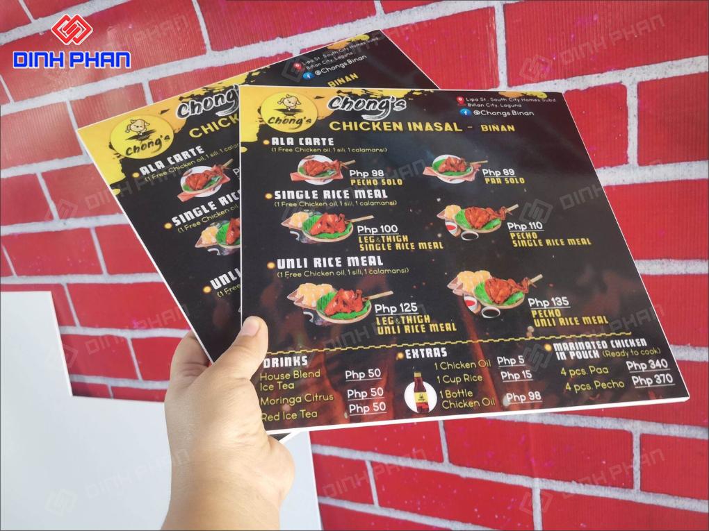 In UV Menu Giá Rẻ, Sắc Nét, In Nhanh