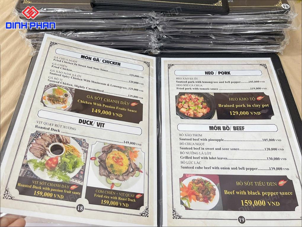 In UV Menu Giá Rẻ, Sắc Nét, In Nhanh