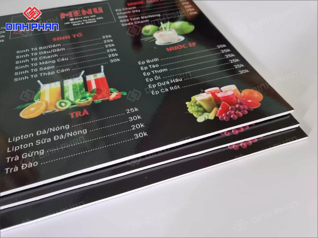 In UV Menu Giá Rẻ, Sắc Nét, In Nhanh