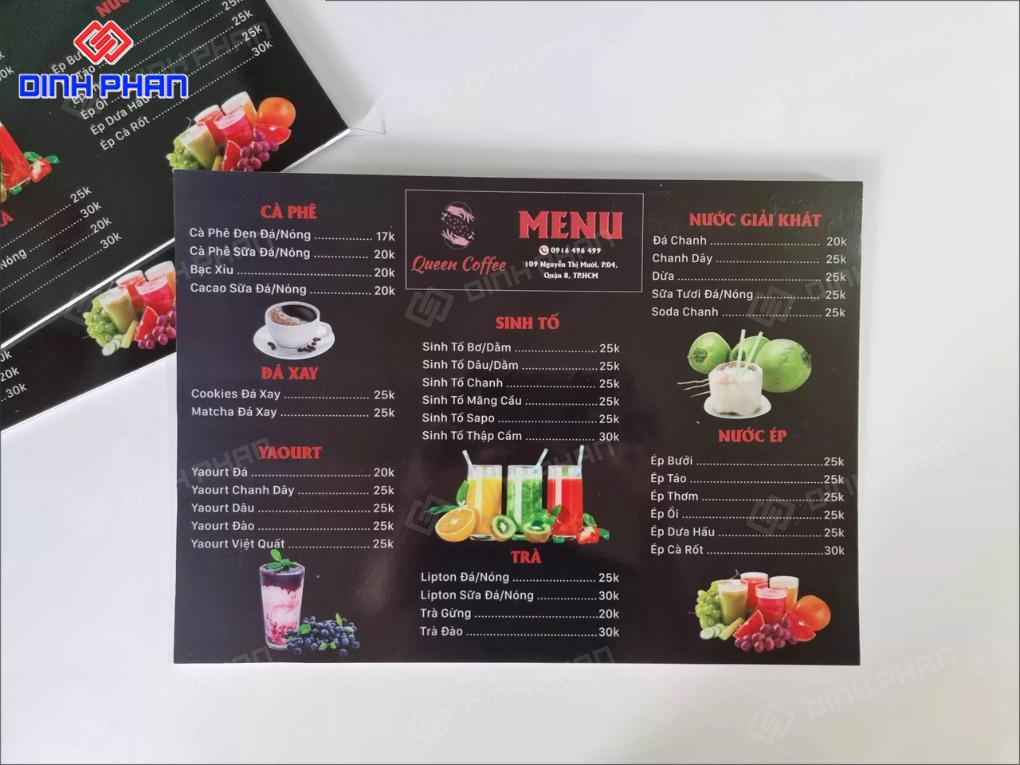 In UV Menu Giá Rẻ, Sắc Nét, In Nhanh