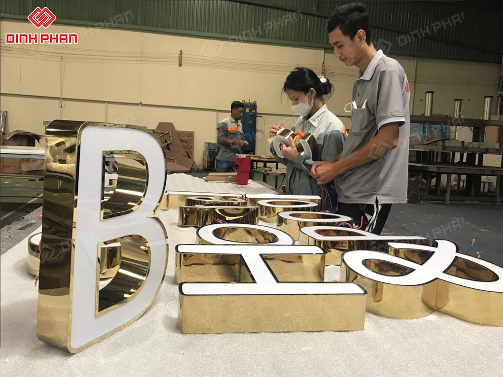 Gia công chữ inox vàng gương BMT theo yêu cầu, giá rẻ