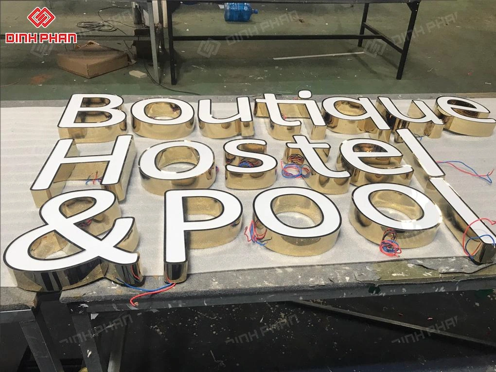 Gia công chữ inox vàng gương BMT theo yêu cầu, giá rẻ