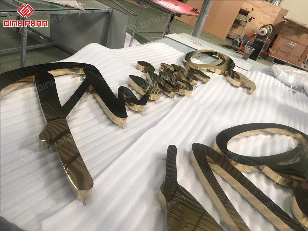 Gia công chữ inox vàng gương BMT theo yêu cầu, giá rẻ