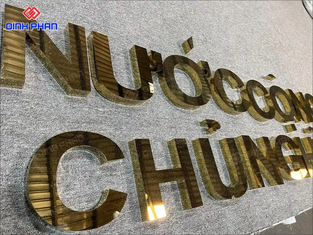 Gia công chữ inox vàng gương BMT theo yêu cầu, giá rẻ