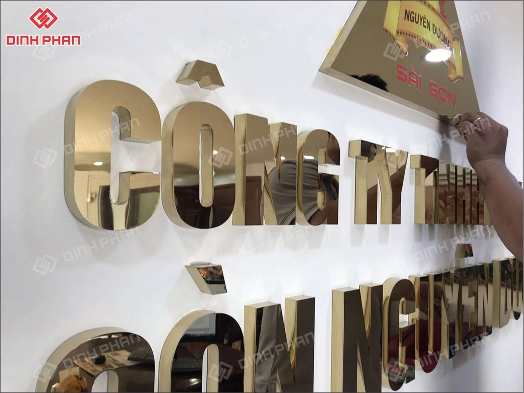 Gia công chữ inox vàng gương BMT theo yêu cầu, giá rẻ