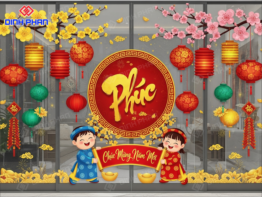 Decal tết dán tường Daklak