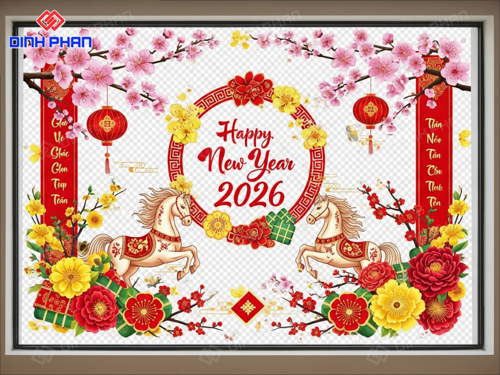 Decal Tết dán kính BMT