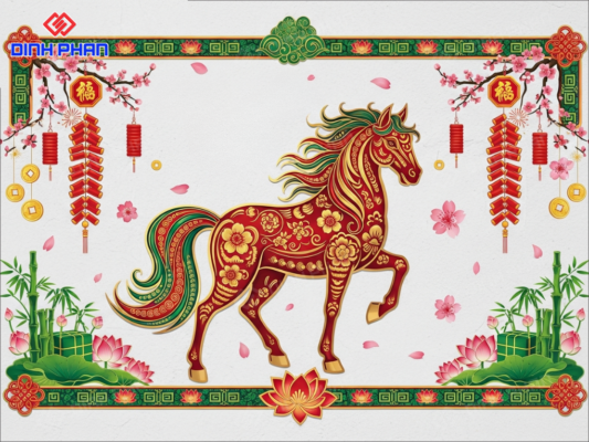 Decal Tết dán tường BMT bền đẹp, giá rẻ