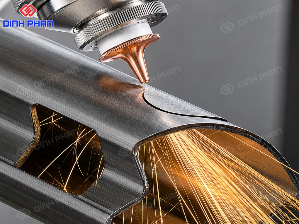 Cắt laser kim loại ống với đường cắt chính xác, sắc nét và hạn chế biến dạng vật liệu.