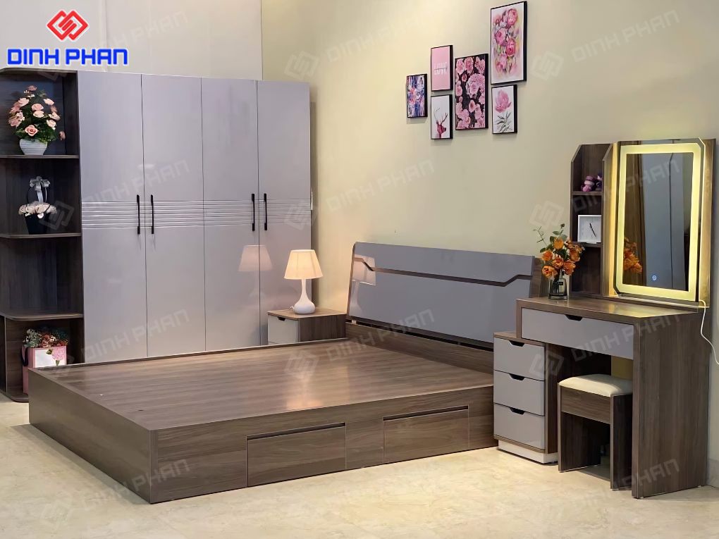 Đóng giường tủ BMT đẹp, bền và giá rẻ Combo phòng ngủ gỗ công nghiệp hiện đại