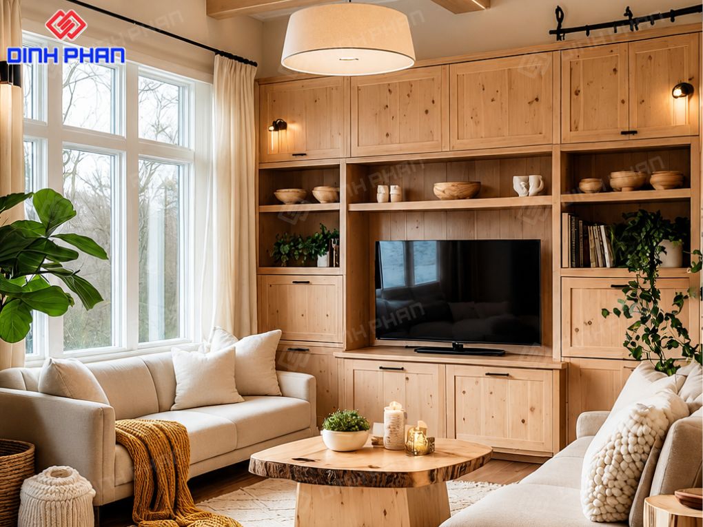 Gia công nội thất Đắk Lắk theo yêu cầu, gọn đẹp và tiện nghi Thiết kế tủ tivi gỗ đẹp, tiện nghi cho phòng khách