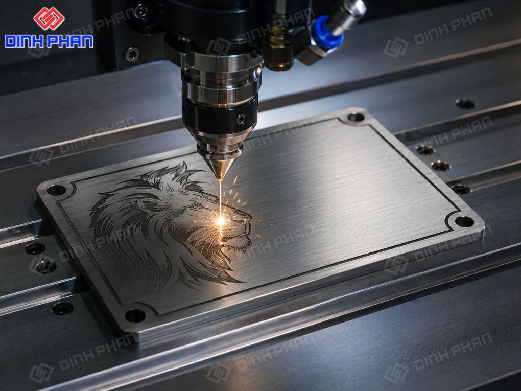 Khắc laser BMT bền, đẹp và dễ ứng dụng thực tế Khắc laser logo và họa tiết trên kim loại với độ chính xác cao
