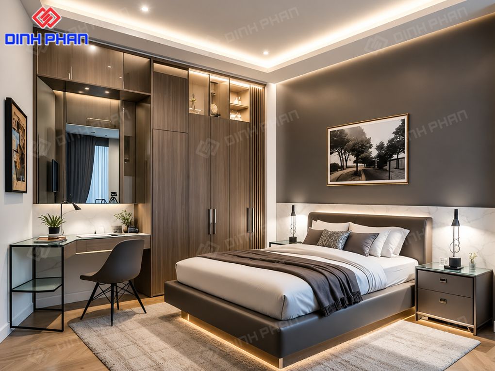 Nội thất phòng ngủ tông trầm sang trọng