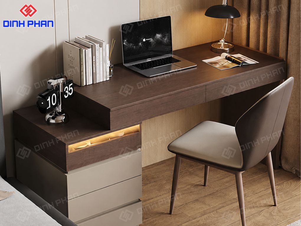 Mẫu bàn làm việc liền tủ tiện nghi, tối ưu không gian sử dụng