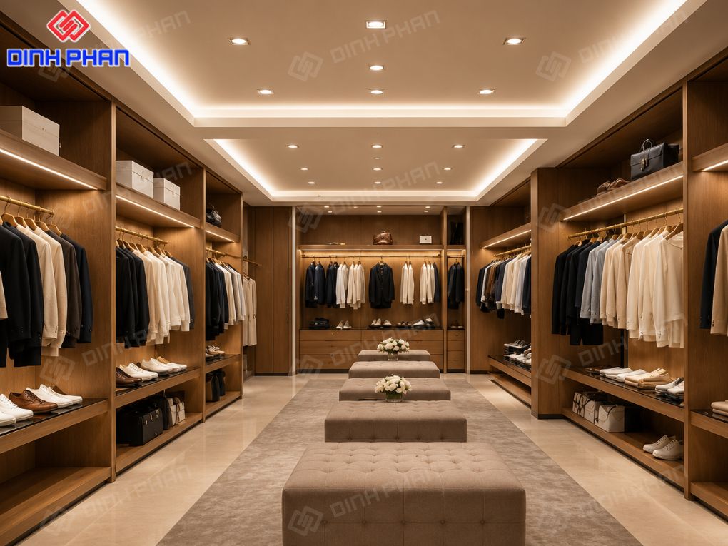 Thi công shop Đắk Lắk shop sang trọng, trưng bày gọn mắt