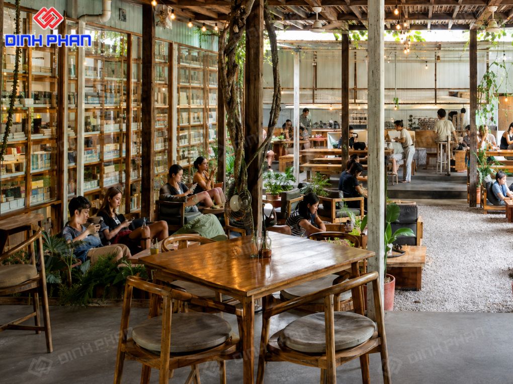 Một không gian cafe mộc mạc, gần gũi và đầy cảm giác thư giãn giữa thiên nhiên