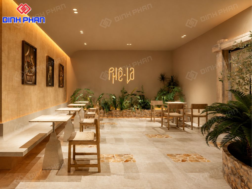 Trang trí quán cafe Đắk Lắk đẹp, ấn tượng và dễ hút khách Không gian quán cafe tối giản, ấm áp với ánh đèn vàng