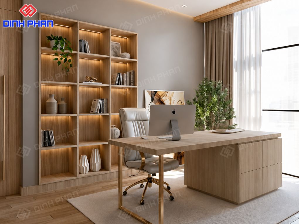 Xưởng gỗ BMT đẹp, Phòng làm việc ấm áp, tinh tế.