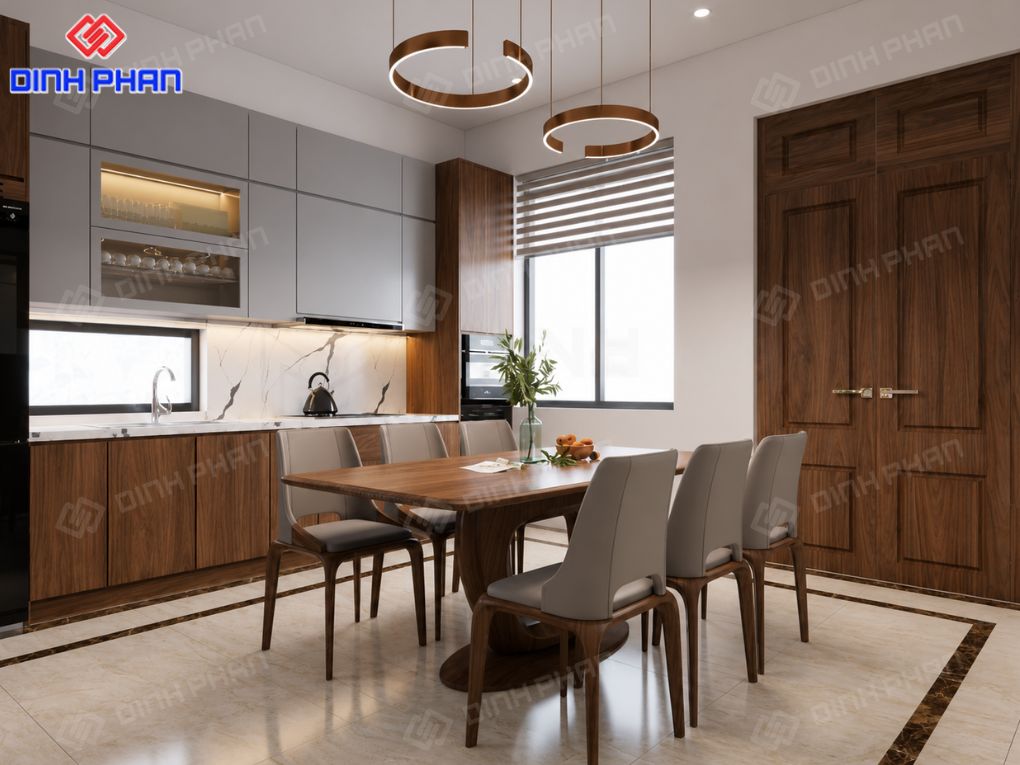 Không gian bếp ăn ấm cúng. Xưởng gỗ BMT đẹp