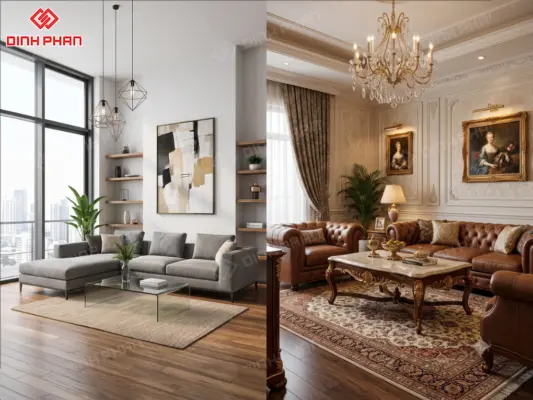 Nội thất phòng khách hiện đại hay tân cổ điển?